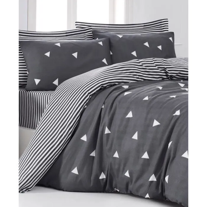 Juego de Cama con Funda Nórdica 220x240 cm y 2 Fundas de Almohada 60x60 cm - 65% Algodón, 35% Poliéster - Gris - ASI8683342642484