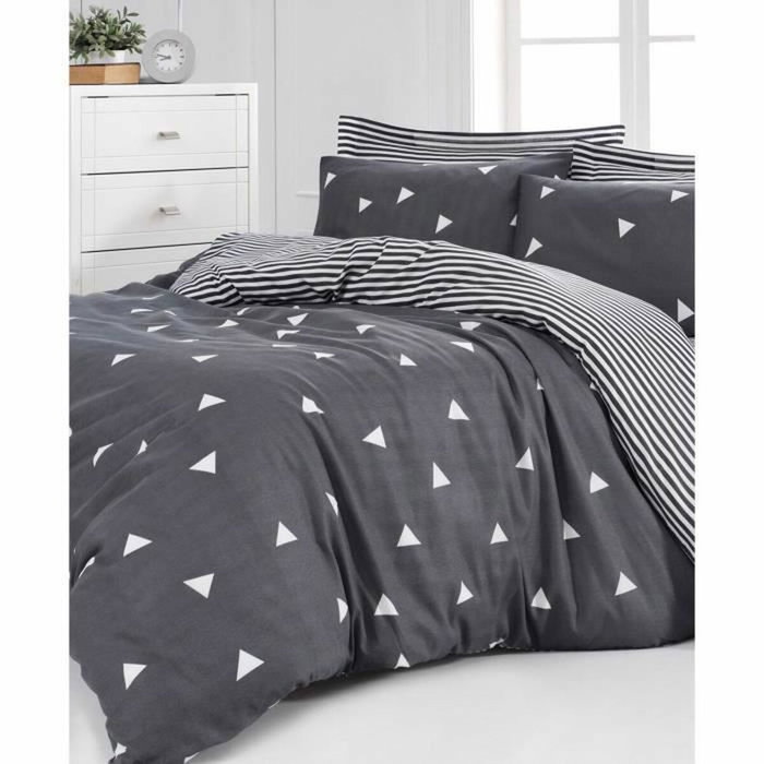 Aucune Juego de Cama Gris con Funda Nórdica y 2 Fundas de Almohada
