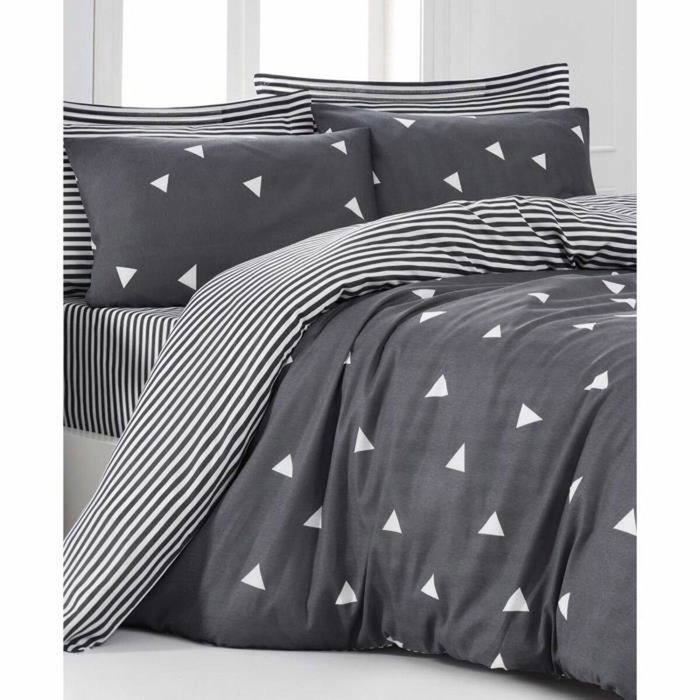 Aucune Juego de Cama Gris con Funda Nórdica y 2 Fundas de Almohada