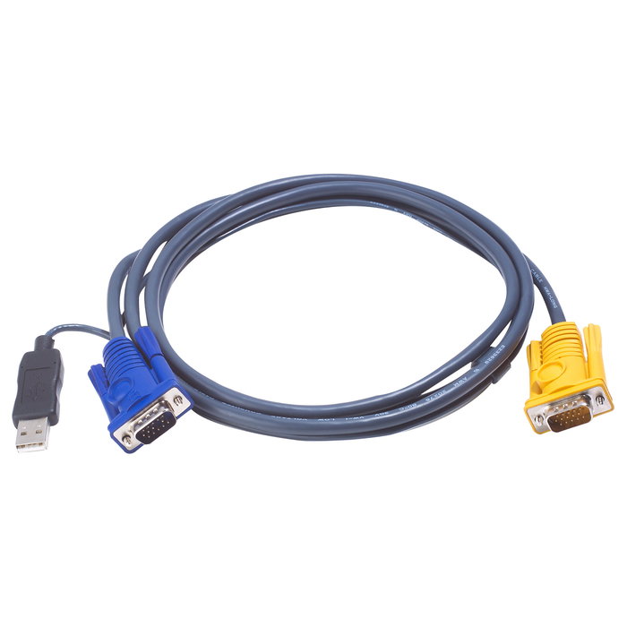 Aten Cable KVM 2L-5203UP Negro con SPHD 3 en 1 y conversor PS/2 a USB de 3 m