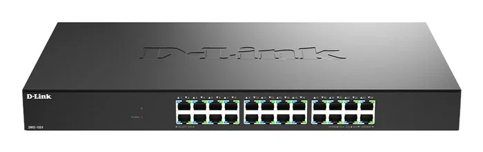 D-Link DMS-1024/E Switch Ethernet No Gestionado 2.5G, 24 Puertos (100/1000/2500 Mbps), Negro, Plug & Play, QoS, IGMP Snooping, Carcasa Metálica, Ventilador Silencioso