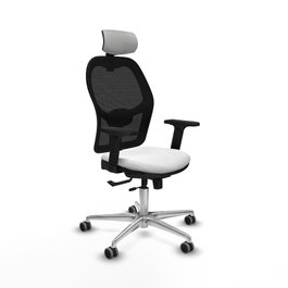 PIQUERAS Y CRESPO Silla de oficina Jorquera con mecanismo Sincro/Traslack, Blanco y Negro