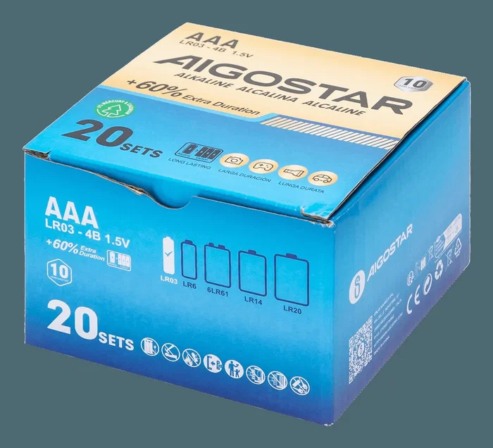 Aigostar Pilas Alcalinas LR03 (AAA) 1.5V, 4 unidades