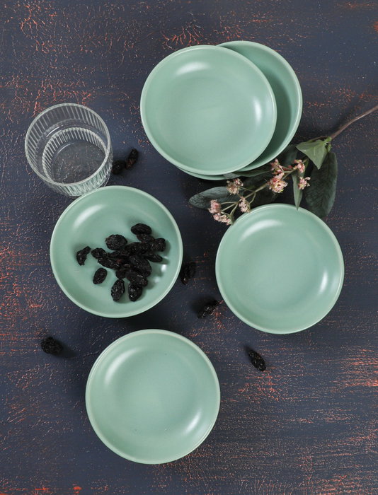 Hermia CEYIZSETSOSLKHALK13AYESIL6 Juego de Salseras de Cerámica, 13 cm, 6 Piezas, Verde