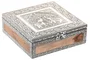DKD Home Decor Joyero Árabe Plateado Gris 18x6x18 cm Madera y Aluminio (2 Unidades)
