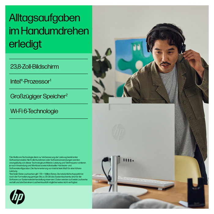 HP PC All-in-One Táctil 23,8" 24-cr0241ng con Intel Core i3 N300, 8GB RAM, 512GB SSD, Windows 11 Home