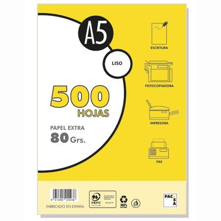 Pacsa Papel Extra A5 80 gr Liso Blanco 500 Hojas Pacsa Papel Extra A5 80 gr Liso Blanco 500 Hojas