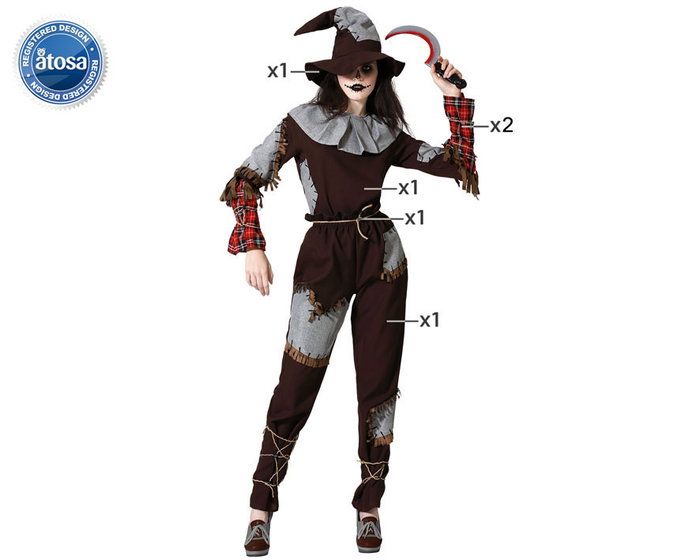 Disfraz de Espantapájaros Desgarrado con Sombrero para Mujer Adulto Halloween Talla XS-S Disfraz de Espantapájaros Desgarrado con Sombrero para Mujer Adulto Halloween Talla XS-S