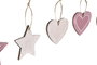 DKD Home Decor Set de 9 Decoración Colgante Navidad Fantasia Rosa Palo y Rosa Madera 1 x 6.5 x 6.5 cm