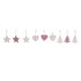 DKD Home Decor Set de 9 Decoraciones Colgantes de Madera en Surtido Rosa