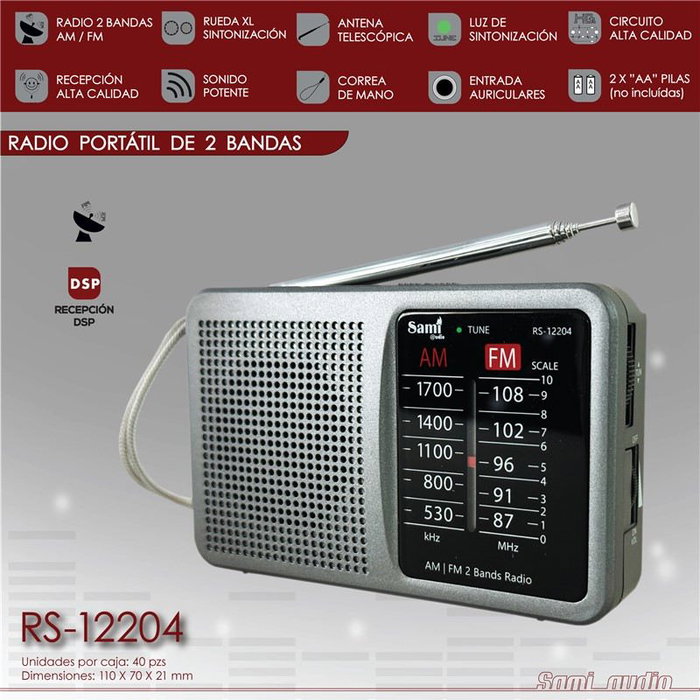 SAMI Radio 2 Bandas de Titanio Mediana con Recepción de Alta Calidad HQ - Referencia: SAMI 2 bandas titanio mediana recepcion HQ