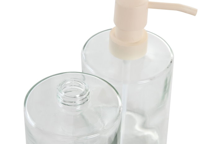 DKD Home Decor Dosificador Set de 2 Piezas Cristal Metal Negro Blanco 8 x 17 x 8 cm