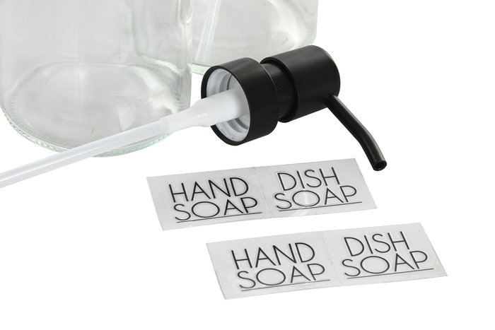 DKD Home Decor Dosificador Set de 2 Piezas Cristal Metal Negro Blanco 8 x 17 x 8 cm