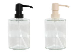 DKD Home Decor Dosificador Set de 2 Piezas Cristal Metal Negro Blanco 8 x 17 x 8 cm