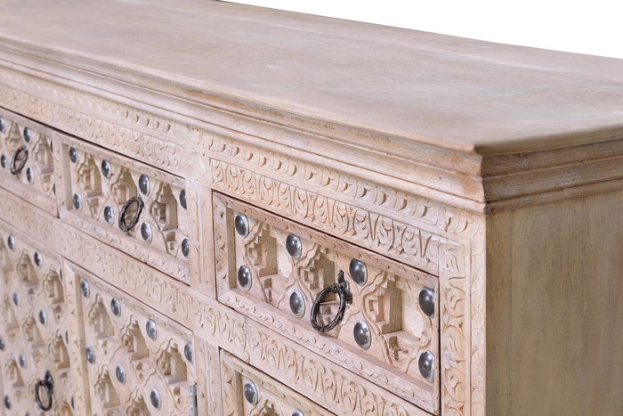 Giner Y Colomer Aparador Madera de Mango Natural 3 Puertas 3 Cajones Giner Y Colomer Aparador Madera de Mango Natural 3 Puertas 3 Cajones