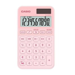 Casio SL-310YC-LP Calculadora de Oficina Portátil, 10 Dígitos, Pantalla Grande, Rosa Claro, Alimentación Solar/Pilas