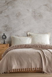 L'essentiel linge de maison Manta de Piqué Doble 200x220 cm Beige 100% Algodón Reciclado 280 gr/m²