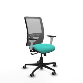 PIQUERAS Y CRESPO Silla de oficina Zulema con mecanismo Sincro, color Turquesa y Gris
