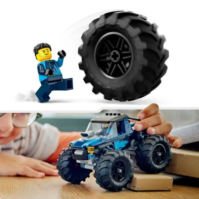 LEGO 60402 City El Monster Truck Azul Camión Todoterreno de Juguete con Minifigura de Conductor para Niños