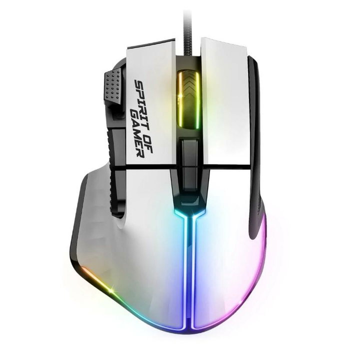 Spirit of Gamer PRO-M5 Ratón Gaming Óptico USB para PC con 12800 DPI, 8 Botones, Iluminación LED RGB, Cable 1.7m, Blanco, para Mano Derecha Spirit of Gamer PRO-M5 Ratón Gaming Óptico USB para PC con 12800 DPI, 8 Botones, Iluminación LED RGB, Cable 1.7m, Blanco, para Mano Derecha