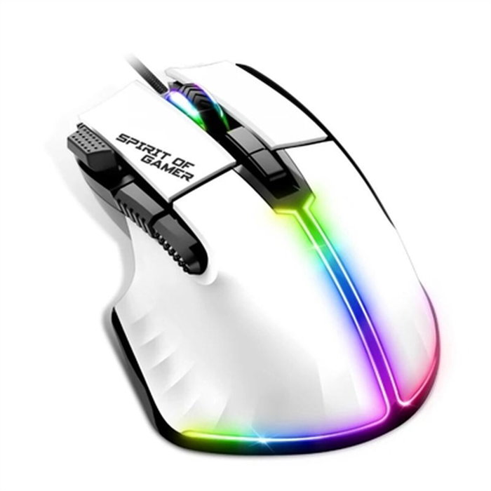 Spirit of Gamer PRO-M5 Ratón Gaming Óptico USB para PC con 12800 DPI, 8 Botones, Iluminación LED RGB, Cable 1.7m, Blanco, para Mano Derecha Spirit of Gamer PRO-M5 Ratón Gaming Óptico USB para PC con 12800 DPI, 8 Botones, Iluminación LED RGB, Cable 1.7m, Blanco, para Mano Derecha