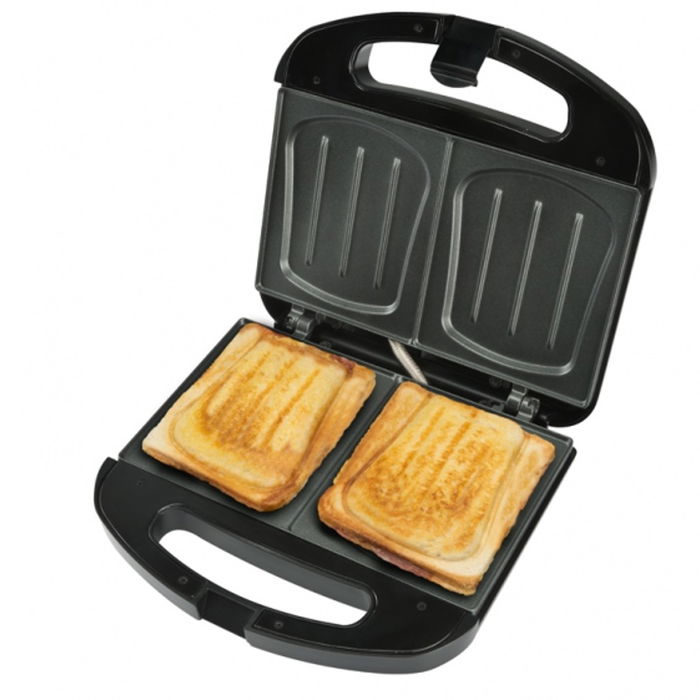 Bourgini Grill Sandwichera Maket XL 800W, Placas Antiadherentes 16x27 cm, 60% Más Grande, Termostato y Asa Fría
