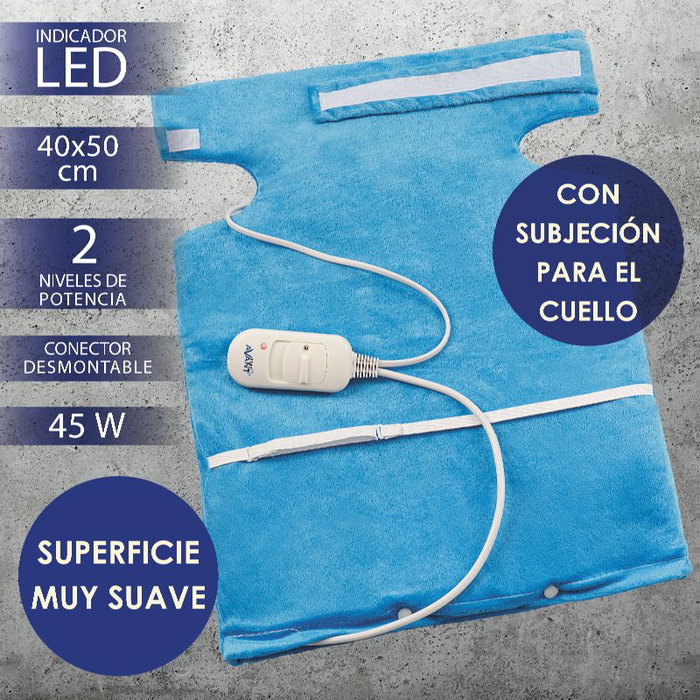AVANT Almohadilla Eléctrica con Sujeción para Cuello, 40x50 cm, 45W, 2 Temperaturas