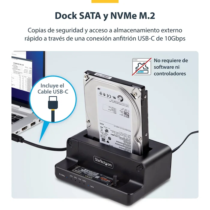 StarTech.com Duplicador/Acoplamiento de Datos N2-M2-SSD-DUPLICATOR - Clonador Autónomo Bidireccional de Unidades M.2 NVMe a SATA 2.5/3.5" USB-C, Negro StarTech.com Duplicador/Acoplamiento de Datos N2-M2-SSD-DUPLICATOR - Clonador Autónomo Bidireccional de Unidades M.2 NVMe a SATA 2.5/3.5" USB-C, Negro