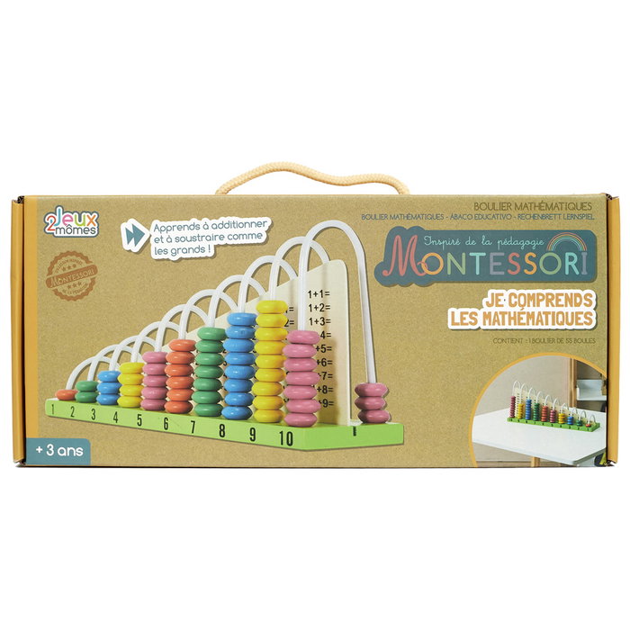 Jeux 2 momes Ábaco Matemático de Madera Colección Montessori para Mayores de 3 Años