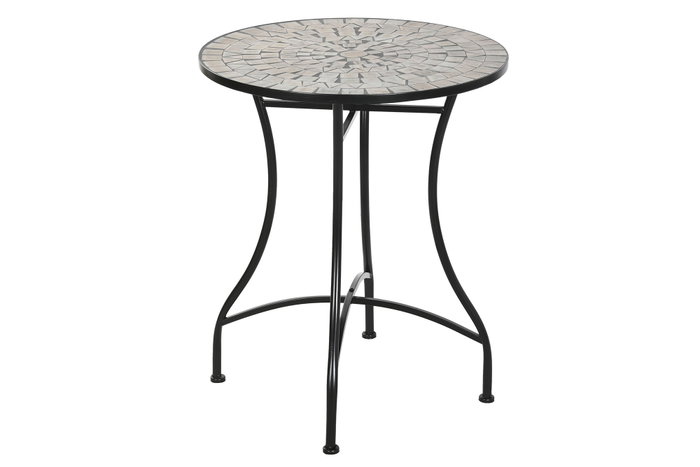 DKD Home Decor Mesa Terraza y Jardín Multicolor Negro Metal Cerámica 60x60x72 cm