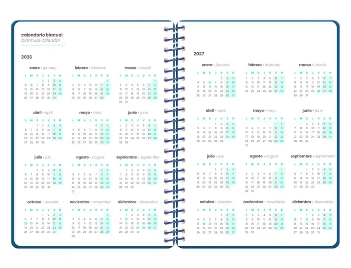 Liderpapel Agenda Escolar Military 26-27 Semana Vista A6+ Azul Marino