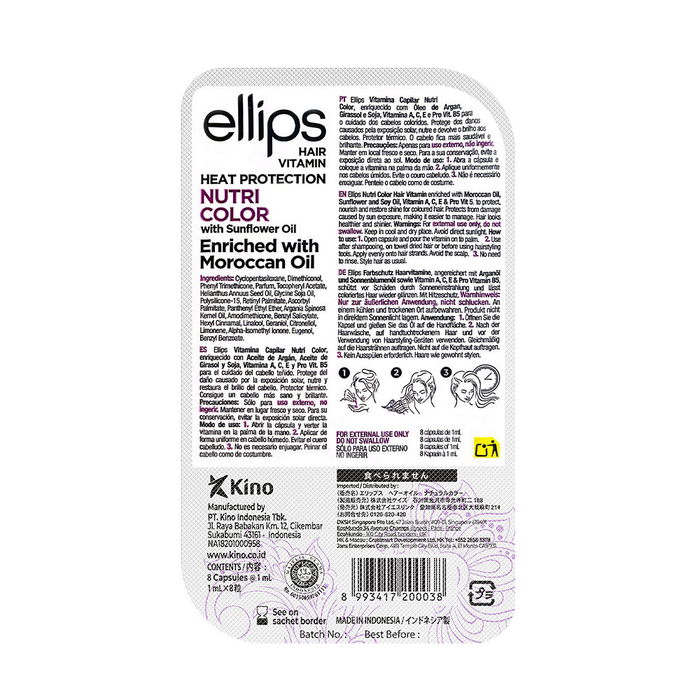 Ellips NUTRI COLOR hair vitamin 8 u Protección Cabellos Teñidos Nutrición y Brillo