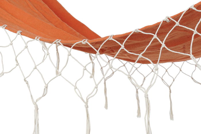 DKD Home Decor Hamaca Terraza Y Jardin Naranja Poliester Algodon Pino 255 x 80 x 28 cm