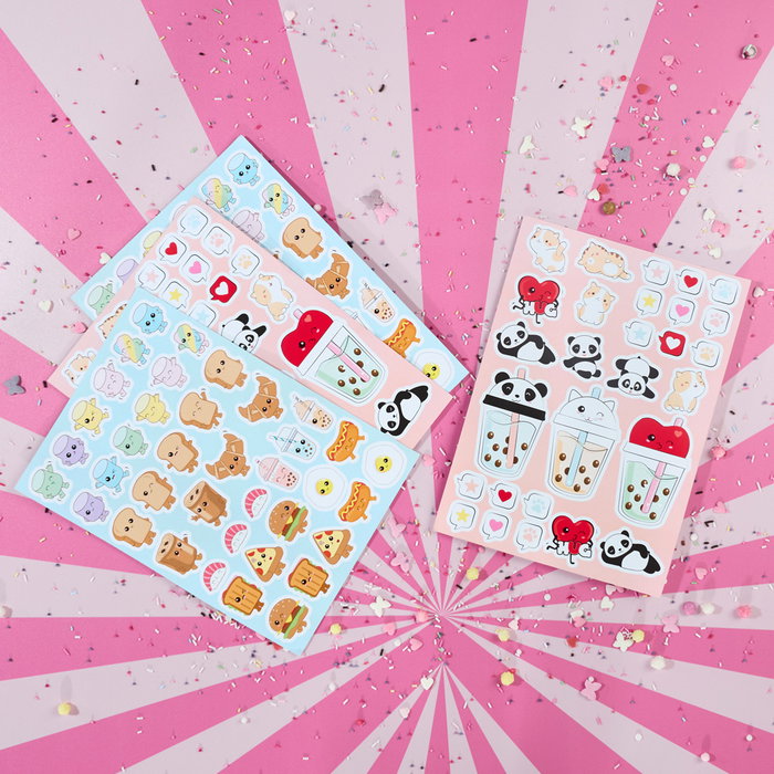 The Concept Factory Pegatinas Funny Kawaii My Funny Papet Tira Expositora 12 Unidades 5 Hojas