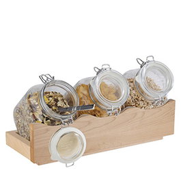 APS Dispensador de Cereales de Madera Haya - Buffet y Exposición, 43 x 17 cm