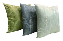 DKD Home Decor Set de 3 Cojines de Hojas Beige, Gris y Amarillo