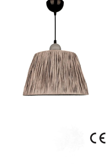Opviq Lámpara de Araña BK048 de Plástico y Rafia, Gris, Altura Ajustable 25-55 cm