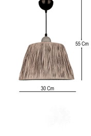 Opviq Lámpara de Araña BK048 de Plástico y Rafia, Gris, Altura Ajustable 25-55 cm
