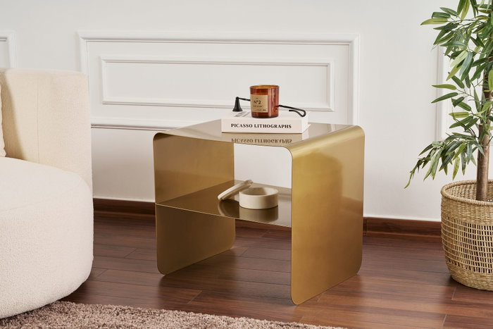 Hanah Home Mesa Lateral SHB-013-A Metal Dorado 45 x 56 x 52 cm