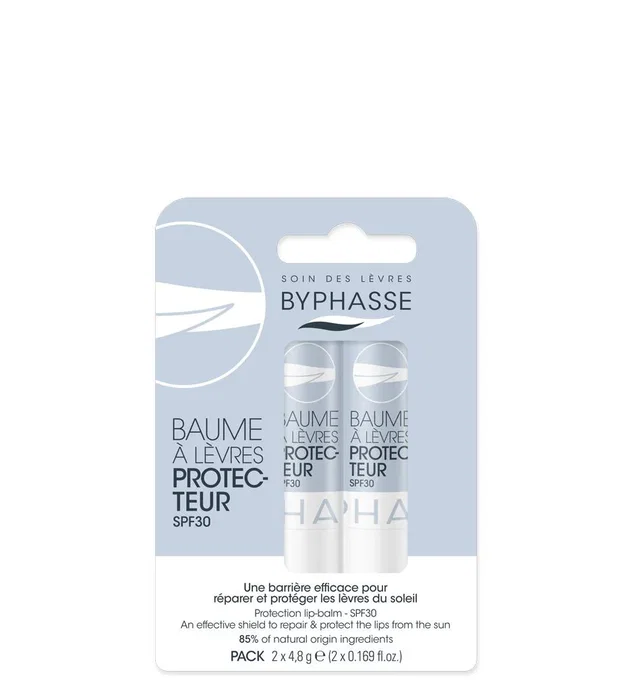 Byphasse Set Duo de Bálsamos Labiales con Protección SPF30, Pack de 2 unidades Byphasse Set Duo de Bálsamos Labiales con Protección SPF30, Pack de 2 unidades