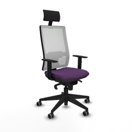 PIQUERAS Y CRESPO Silla de oficina Horna con mecanismo Sincro, tela morada y malla blanca