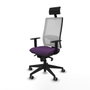 PIQUERAS Y CRESPO Silla de oficina Horna Morado con respaldo de malla Blanco