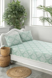 L'essentiel linge de maison Juego de Sábanas Doble Verde Agua 160 x 200 cm Algodón Poliéster 120 Hilos
