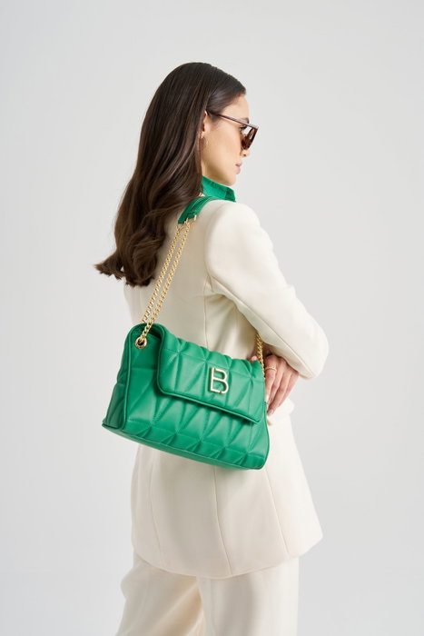 Lucky Bees 1246 Bandolera Verde de Polipiel para Mujer, Elegante y Funcional, Accesorio de Moda