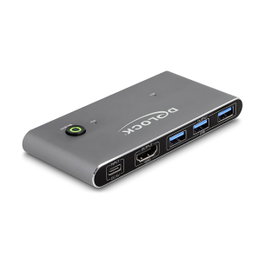 DeLOCK HDMI KVM Switch 8K 60 Hz con USB 5 Gbps, 7680 x 4320, 3 puertos HDMI, Antracita
