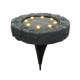 Lumineo Baliza solar de poliresina Gris piedra con luz fija blanca cálida