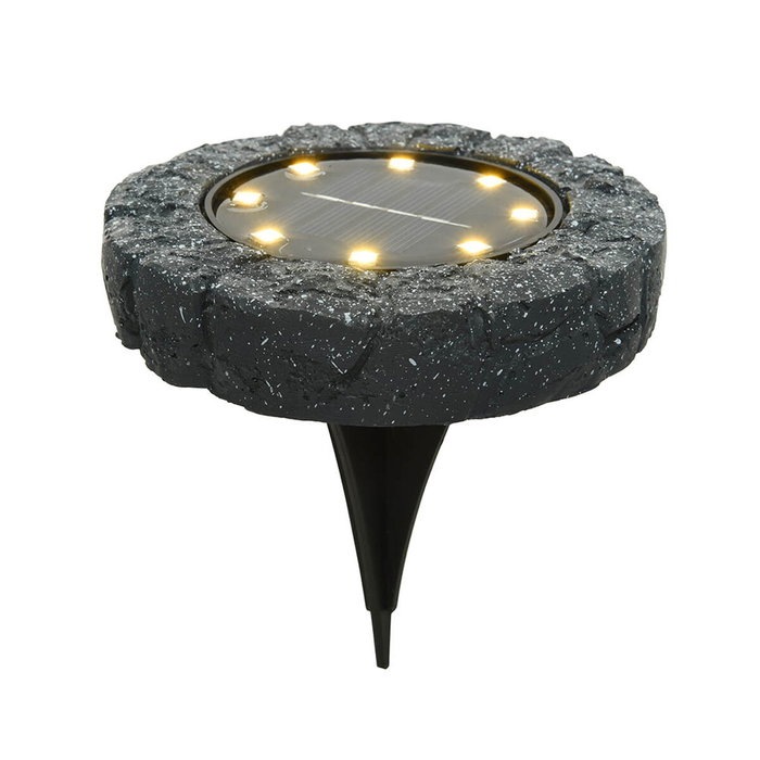 Lumineo Baliza solar de poliresina Gris piedra con luz fija blanca cálida Lumineo Baliza solar de poliresina Gris piedra con luz fija blanca cálida