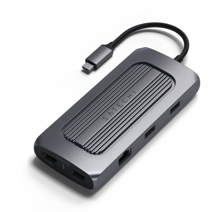 Satechi Multiport MX Adapter USB-C para Mac M1 con Dual HDMI 4K, PD 100W y LAN Gigabit Satechi Multiport MX Adapter USB-C para Mac M1 con Dual HDMI 4K, PD 100W y LAN Gigabit