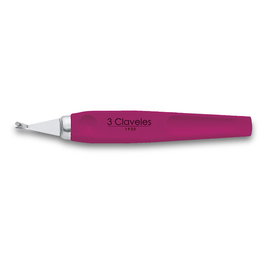 Tres Claveles Cortacutículas Color Inox 10 cm D 3C - Acero Inoxidable Mango Poliestireno Rosa