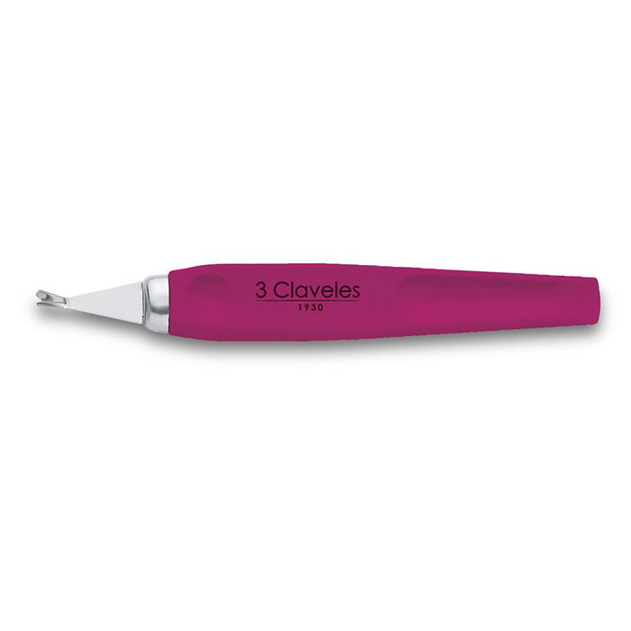 Tres Claveles Cortacutículas Color Inox 10 cm D 3C - Acero Inoxidable Mango Poliestireno Rosa